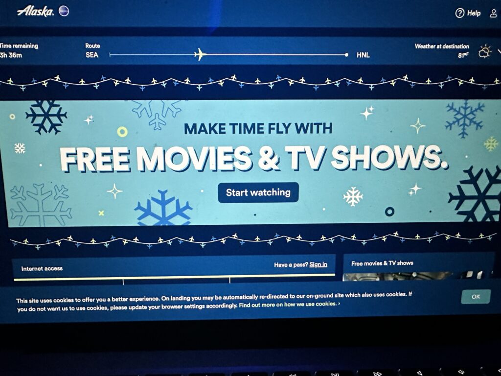 Review: Alaska Airlines Boeing 737 Max 9 First Class SEA-HNL Hawaii Calling a screen shot of a computer