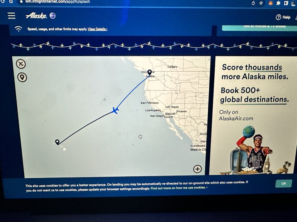 Review: Alaska Airlines Boeing 737 Max 9 First Class SEA-HNL Hawaii Calling a screen shot of a computer