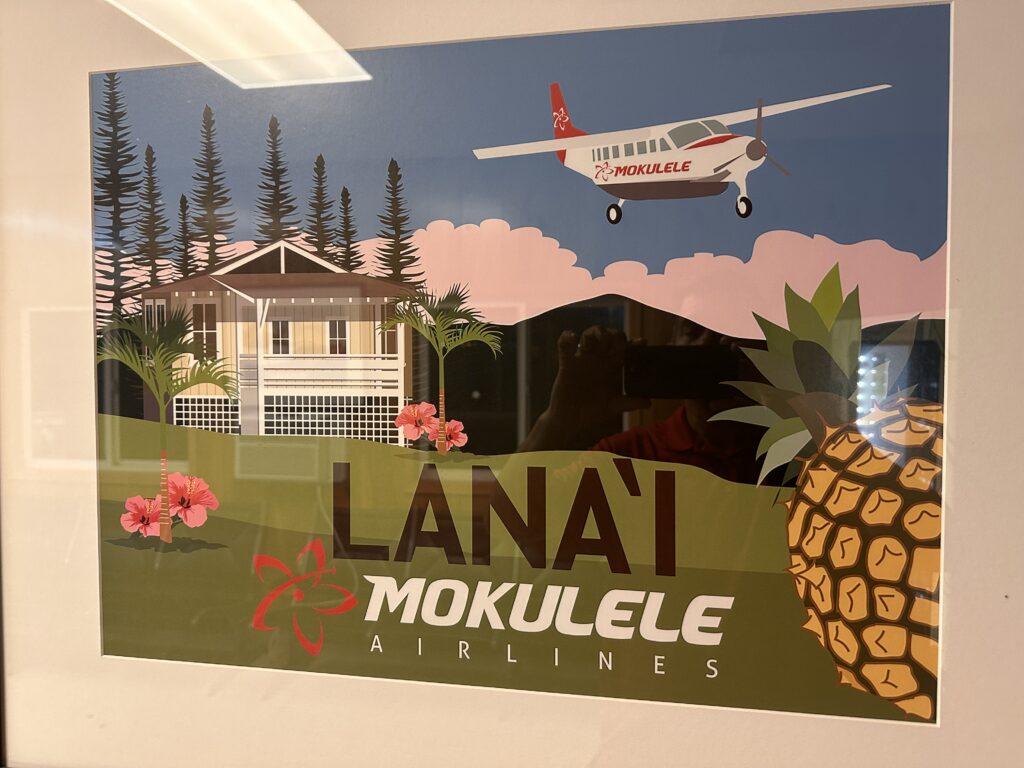 Mokulele Airlines Review: Honolulu (HNL) to Lāna‘i (LNY) | A Scenic Solo Flight Review Hawaii Calling a poster of a plane and pineapple