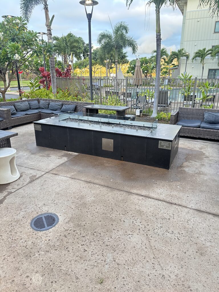 Residence Inn Oahu Kapolei: A Smart Option for Longer Stays on Oʻahu Hawaii Calling a patio with a fire pit and chairs