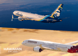 Alaska Mileage Plan + HawaiianMiles Merge — Here’s What Changes August 20 a collage of airplanes in the sky
