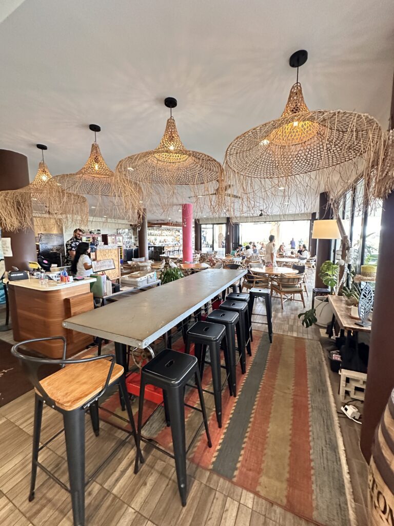 a room with tables and chairs