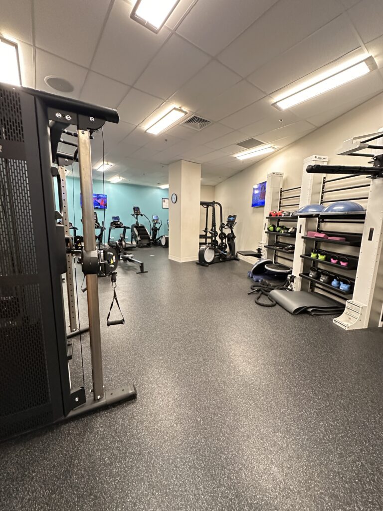a gym with exercise equipment