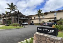 Courtyard O‘ahu North Shore Review: Spacious, Family-Friendly, and Surprisingly Local a building with a sign and palm trees