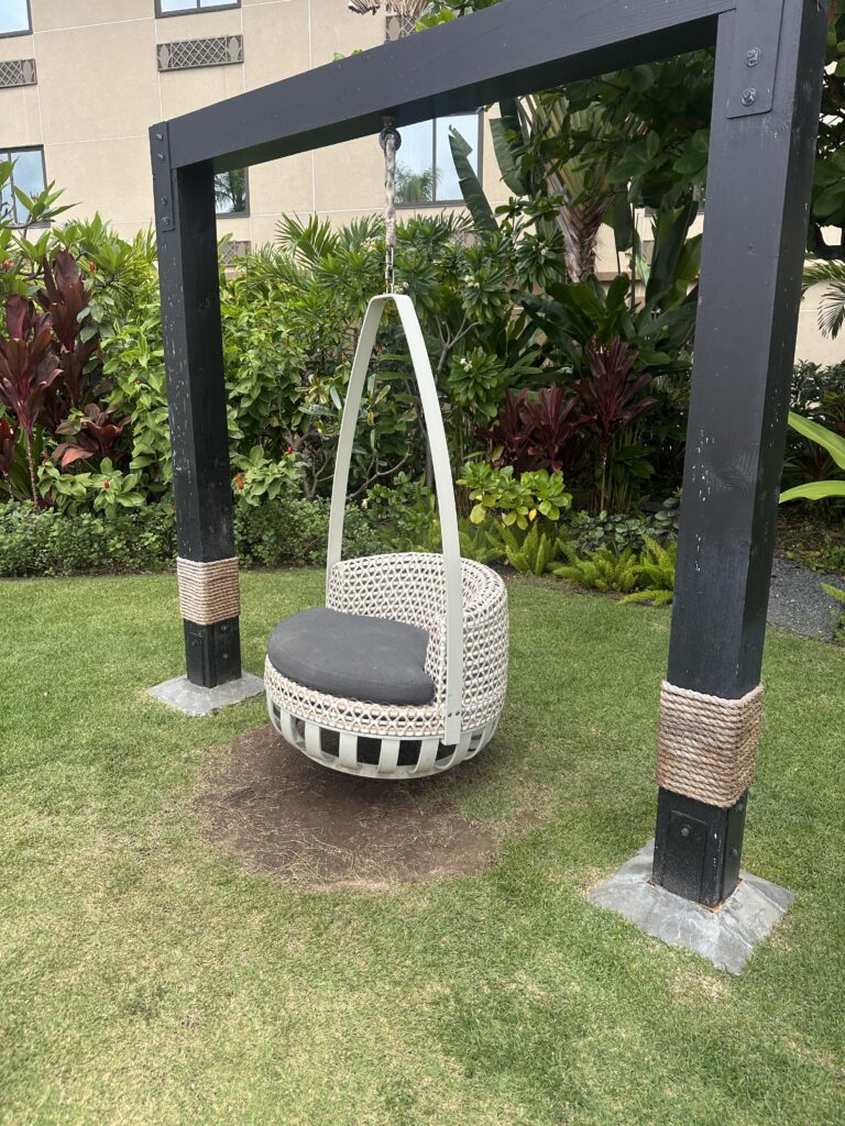 a swing in a garden