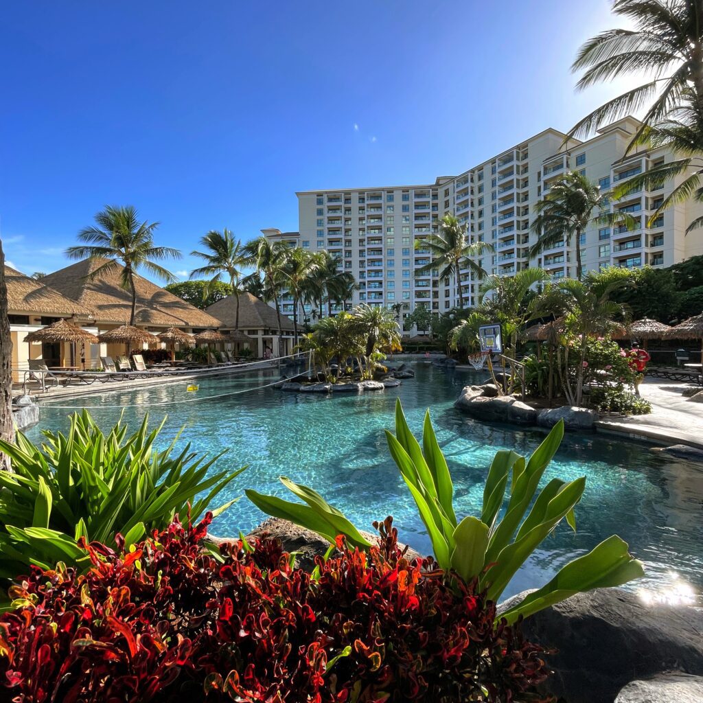 Where to Stay on O'ahu: Comparing Waikīkī, Ko Olina, and the North Shore Hawaii Calling a pool with palm trees and buildings in the background