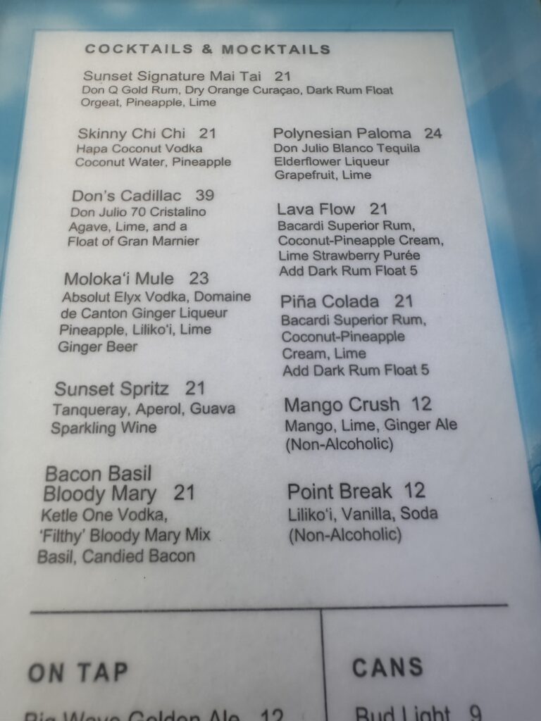 Review: The Ritz-Carlton O‘ahu, Turtle Bay — North Shore Luxury with Room to Breathe Hawaii Calling a menu with black text