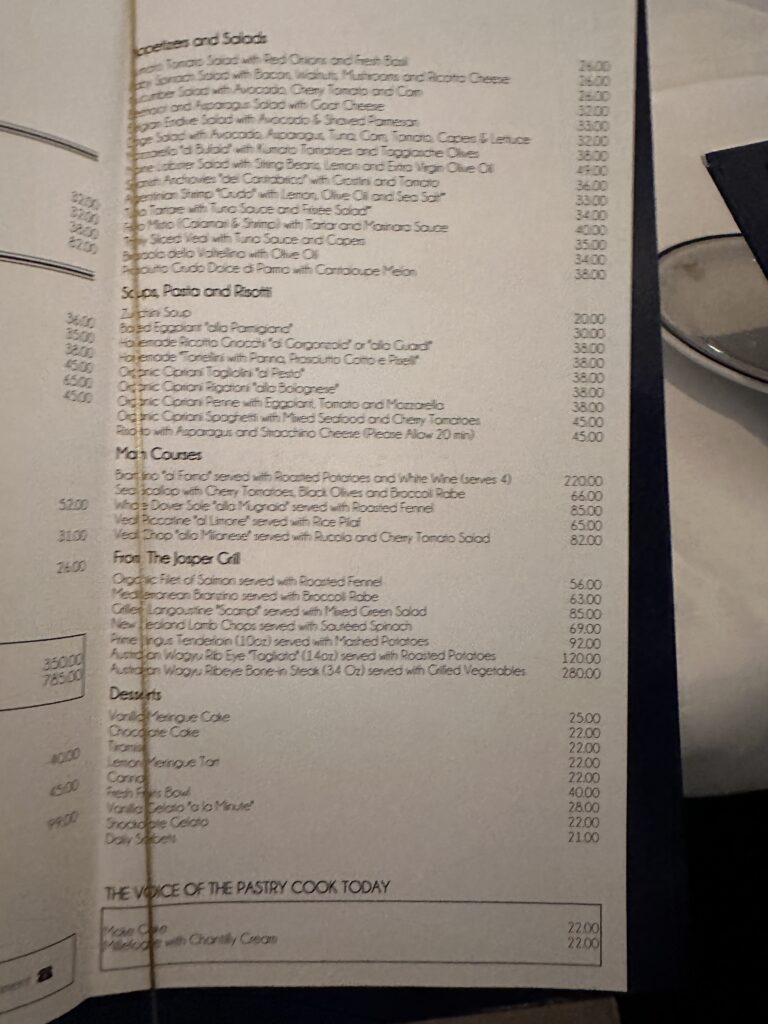 a menu with a book on it